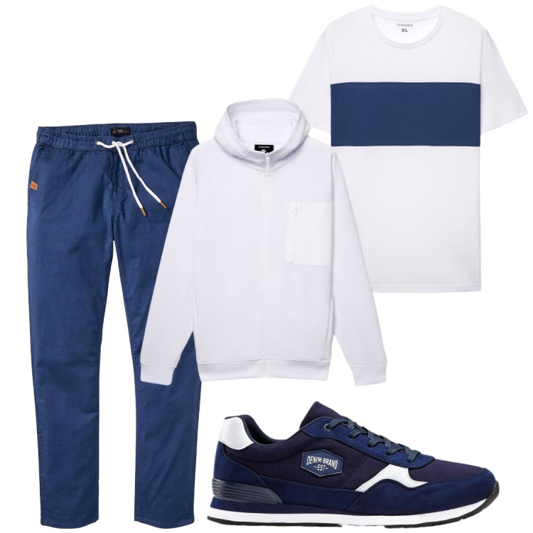 Outfit uomo - Tempo libero. Stile Casual per Tutti i giorni. Abbinamento con sneakers, pantaloni, felpe con cappuccio, t-shirt.