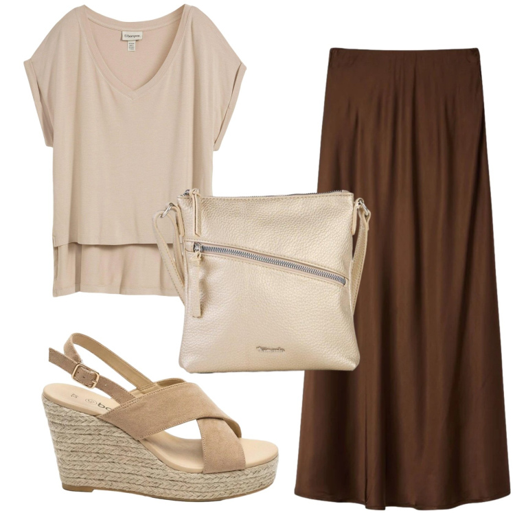 Outfit donna - Total look #2403569. Stile Basic per Ufficio. Abbinamento con borse a tracolla, sandali col tacco, bluse, gonne lunghe.