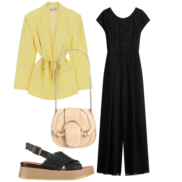 Outfit donna - Passeggiata. Stile Bon Ton per Tutti i giorni. Abbinamento con marsupi, sandali in pelle, tute, blazer.