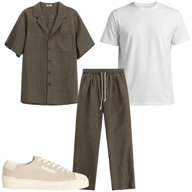 Outfit uomo - Completi in lino. Stile Trendy per Serata speciale. Abbinamento con pantaloni, camicie a manica corta, t-shirt, sneakers.