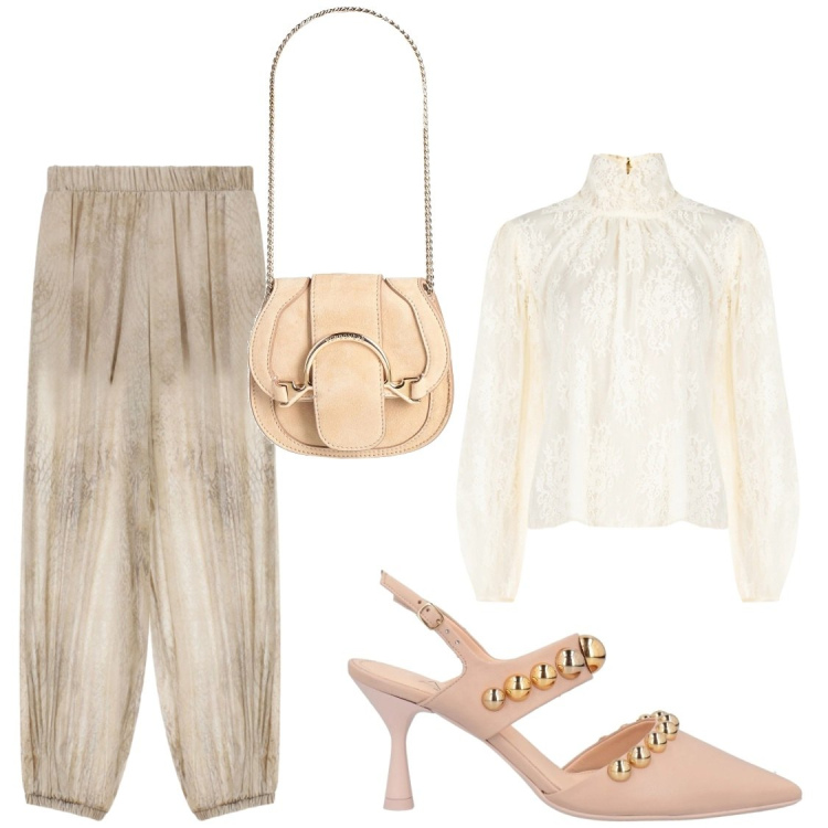 Outfit donna - Glamour. Stile Glamour per Serata fuori. Abbinamento con décolleté, marsupi, pantaloni, bluse.