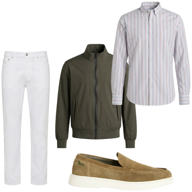 Outfit uomo - Outfit da brunch. Stile Trendy per Tutti i giorni. Abbinamento con pantaloni, scarpe stringate, camicie, bomber.