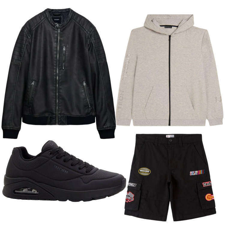 Outfit uomo - Urban. Stile Urban per Tutti i giorni. Abbinamento con sneakers, bermuda, giacche, felpe con cappuccio.