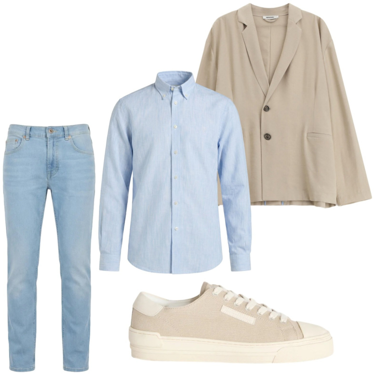 Outfit uomo - Giacca destrutturata. Stile Casual per Tutti i giorni. Abbinamento con giacche, sneakers, jeans, camicie.