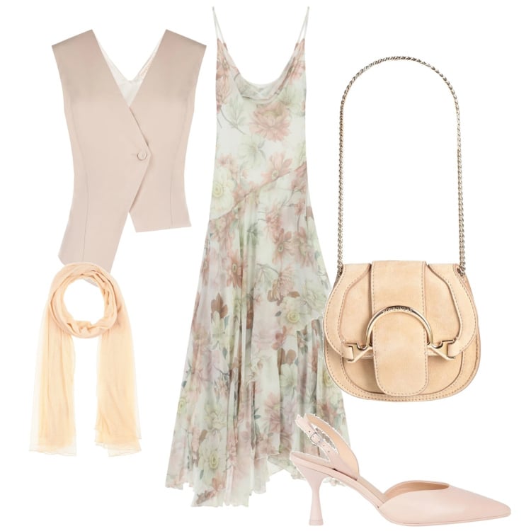 Outfit donna - Abito lungo charleston. Stile Vintage retrò per Cerimonia. Abbinamento con marsupi, décolleté, sciarpe, vestiti lunghi, gilet.