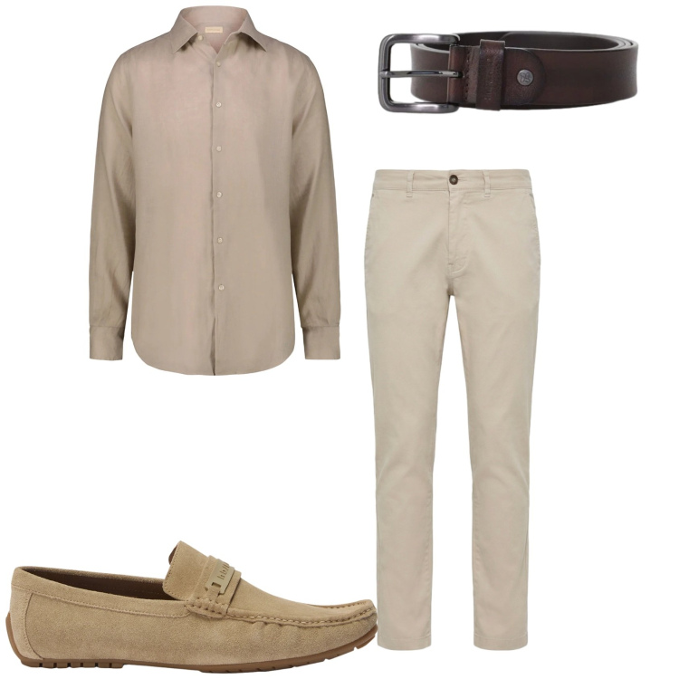 Outfit uomo - Marrone perfetto. Stile Trendy per Tutti i giorni. Abbinamento con cinture, scarpe stringate, pantaloni, camicie.