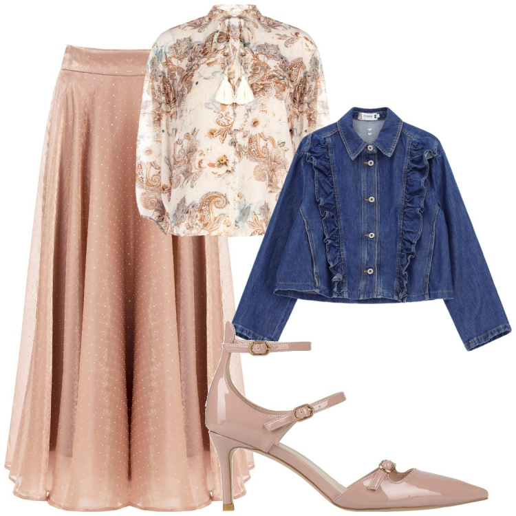 Outfit donna - Serste. Stile Glamour per Serata fuori. Abbinamento con décolleté, bluse, gonne longuette, blazer.