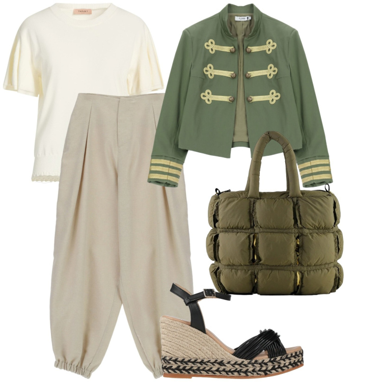 Outfit donna - Zeppe a maggio. per Tutti i giorni. Abbinamento con espadrillas, pullovers, pantaloni, cappotti, borse a mano.