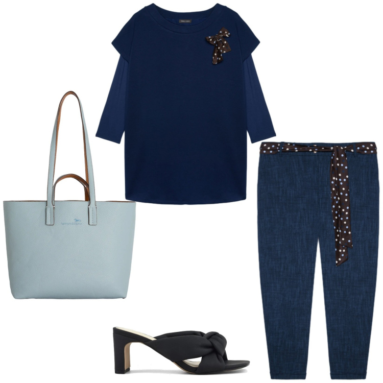 Outfit donna - Total look #2403748. Stile Casual chic per Serata fuori. Abbinamento con shopping bag, vestiti corti, jeans, sandali col tacco.