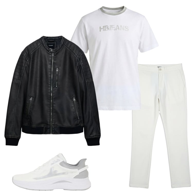 Outfit uomo - Total look #2403789. Stile Trendy per Tutti i giorni. Abbinamento con giacche, t-shirt, sneakers, pantaloni.