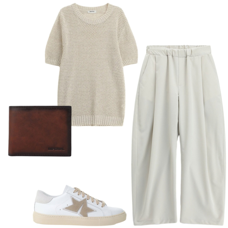 Outfit uomo - Total look #2403800. Stile Casual per Tutti i giorni. Abbinamento con maglieria, portafogli, pantaloni a palazzo, sneakers.