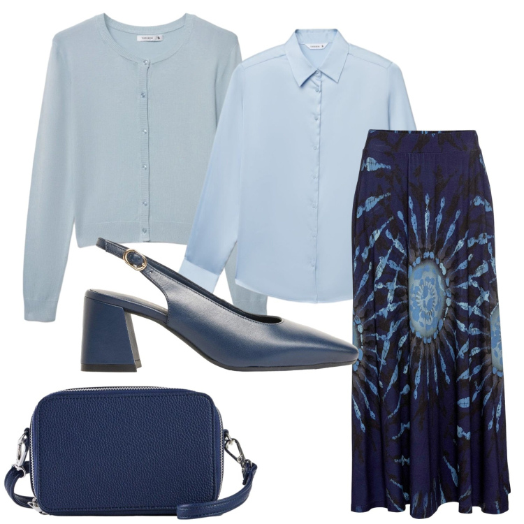 Outfit donna - Total look #2403835. Stile Bon Ton per Ufficio. Abbinamento con gonne, borse a tracolla, décolleté, camicie, cardigans.