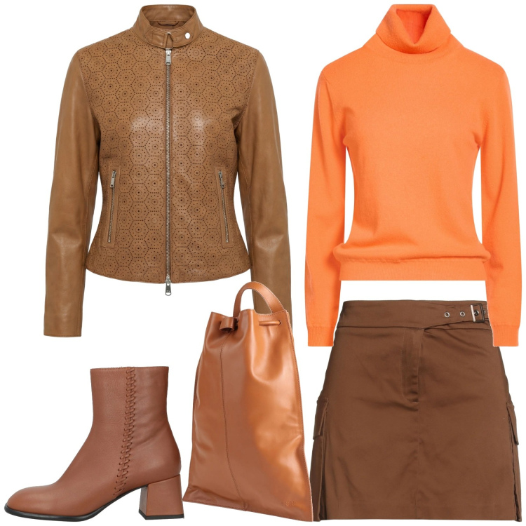 Outfit donna - Total look #2404028. Stile Casual chic per Tutti i giorni. Abbinamento con minigonne, maglieria, stivaletti, zaini, giacche.