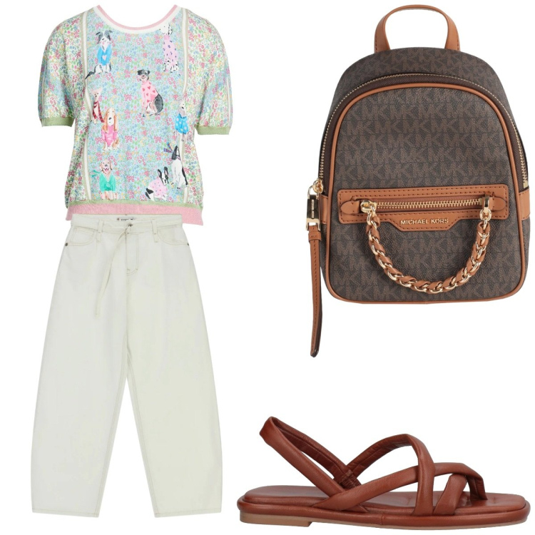 Outfit donna - I love dogs. Stile Casual per Ufficio. Abbinamento con ciabatte, zaini, pullovers, jeans.