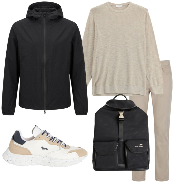 Outfit uomo - Total look #2404141. Stile Casual per Tutti i giorni. Abbinamento con maglieria, borse sportive, sneakers, pantaloni, giacche.