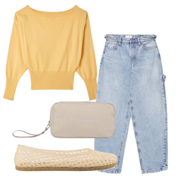 Outfit donna - Total look #2404147. Stile Casual per Tutti i giorni. Abbinamento con pullovers, jeans, valigie, ballerine.