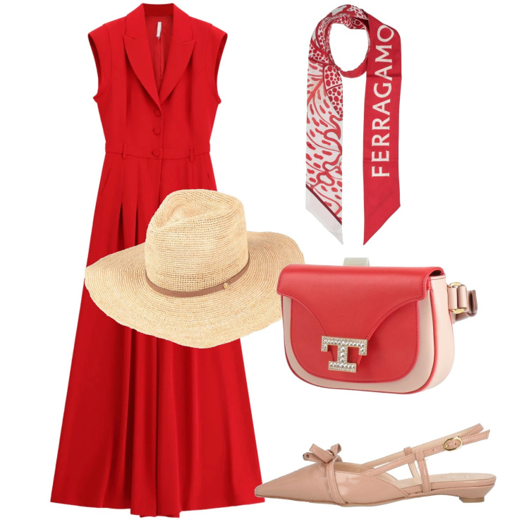 Outfit donna - Una tuta per maggio. Stile Chic per Tutti i giorni. Abbinamento con marsupi, cappelli, ballerine, sciarpe, tute.