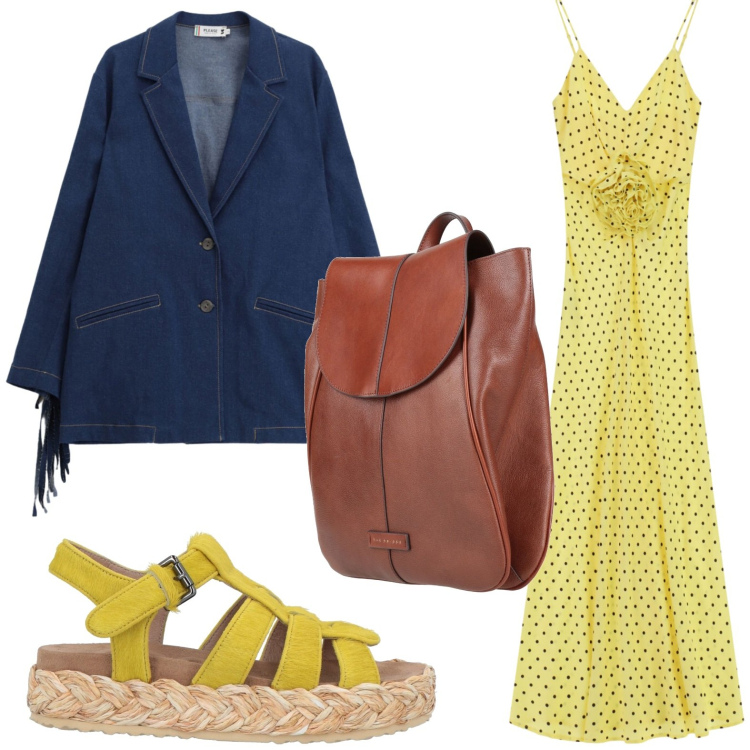 Outfit donna - Yellow style. Stile Glamour per Ufficio. Abbinamento con espadrillas, zaini, blazer, vestiti lunghi.