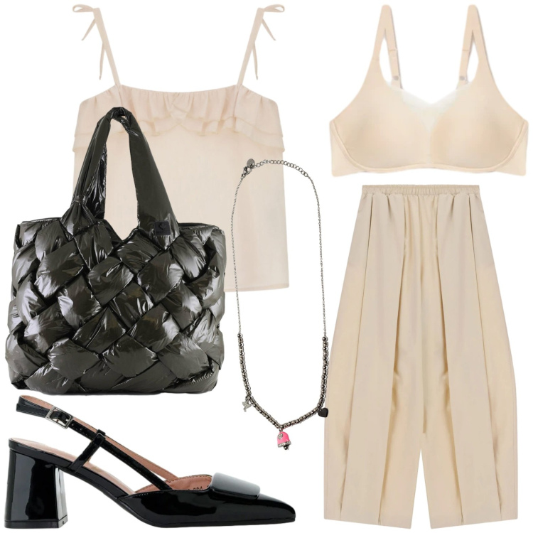 Outfit donna - Slingback black. Stile Chic per Tutti i giorni. Abbinamento con top, décolleté, pantaloni, reggiseni, borse tote, ciondoli.