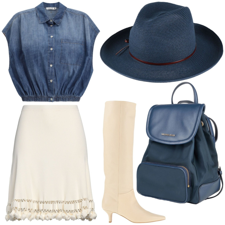 Outfit donna - Cappello e camicia. Stile Urban per Tutti i giorni. Abbinamento con cappelli, minigonne, zaini, stivali, camicie.