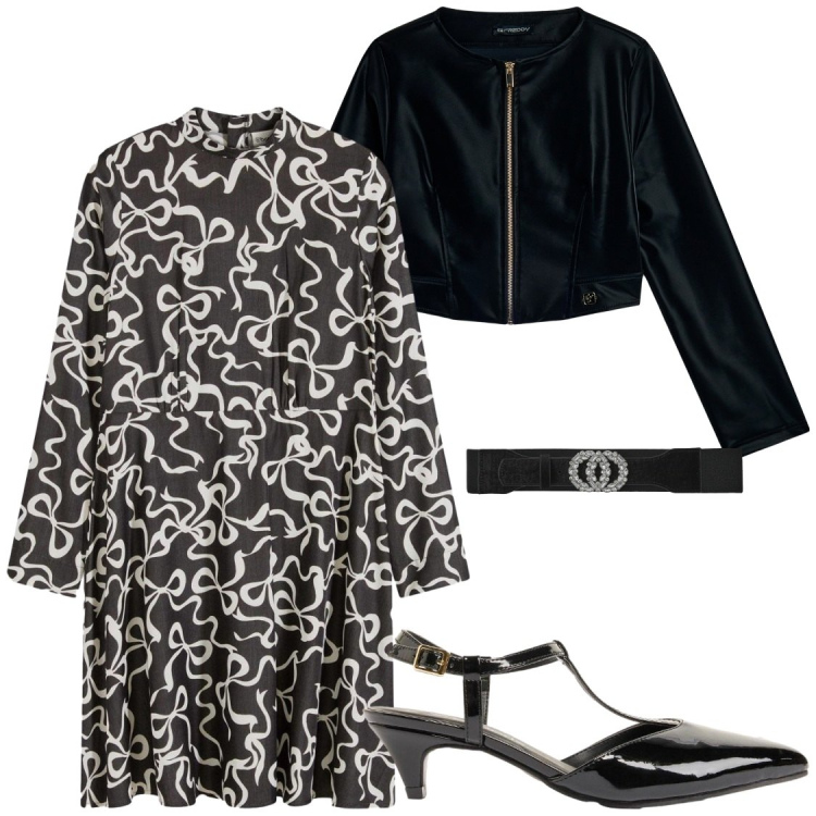 Outfit donna - Sabati sera#fredda primavera. Stile Glamour per Serata fuori. Abbinamento con vestiti midi/longuette, décolleté, cinture, blazer.