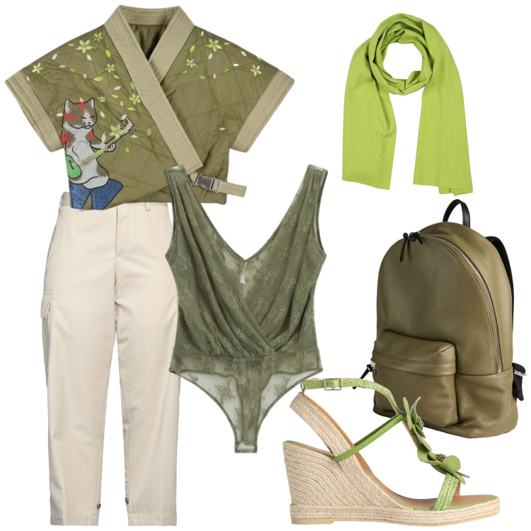 Outfit donna - Le mie scarpe preferite. Stile Casual chic per Tutti i giorni. Abbinamento con espadrillas, pantaloni cargo, sciarpe, zaini, top, kimono.