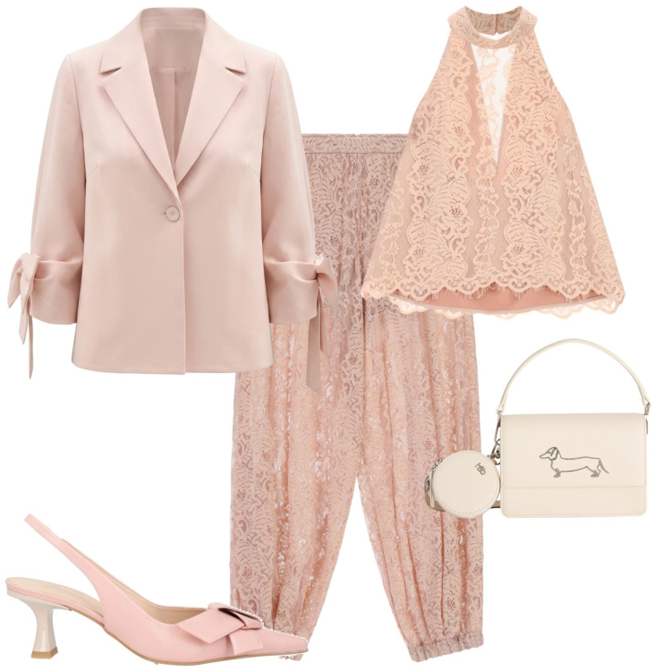 Outfit donna - Chic cerimonia evento serata. Stile Chic per Cerimonia. Abbinamento con décolleté, pantaloni, canottiere, blazer, borse a tracolla.
