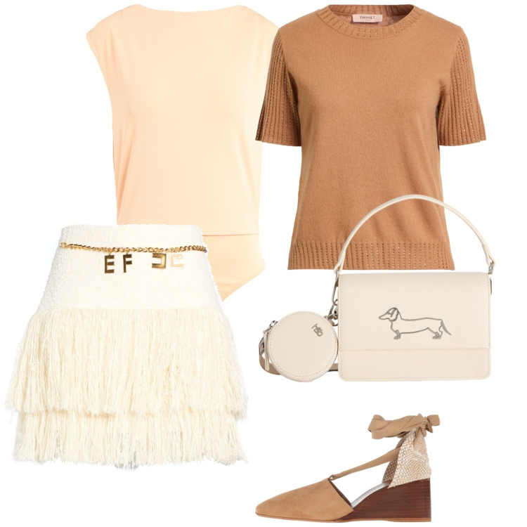 Outfit donna - Total look #2404236. Stile Glamour per Tutti i giorni. Abbinamento con pullovers, minigonne, décolleté, body, borse a tracolla.
