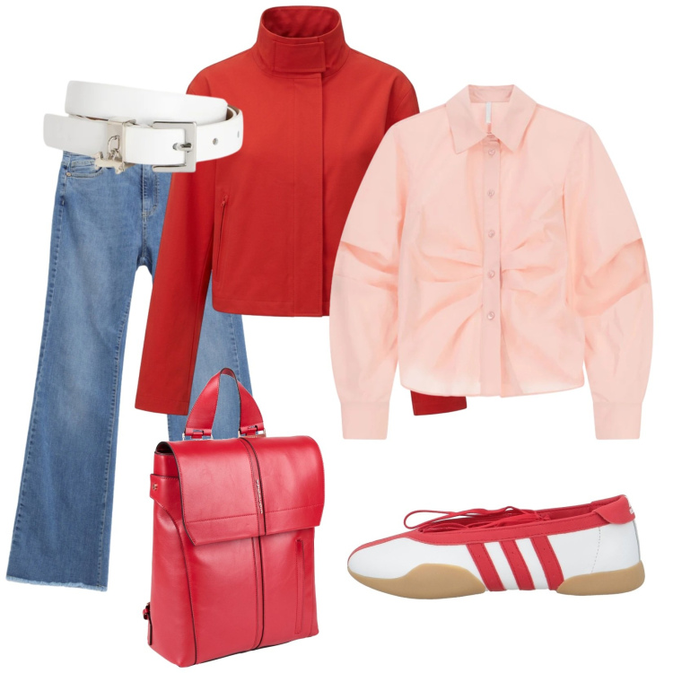 Outfit donna - Total look #2404242. Stile Trendy per Tutti i giorni. Abbinamento con zaini, ballerine, cinture, jeans, camicie, blazer.