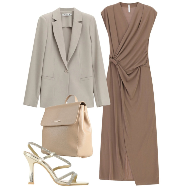 Outfit donna - Abito lungo per la cerimonia. Stile Chic per Cerimonia. Abbinamento con zaini, blazer, vestiti lunghi, sandali col tacco.