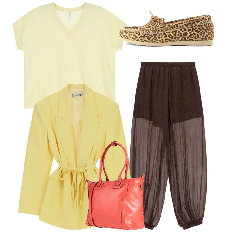 Outfit donna - La tendenza del color block - @tiffany22. Stile Chic per Tutti i giorni. Abbinamento con zaini, blazer, pantaloni, t-shirt, mocassini.