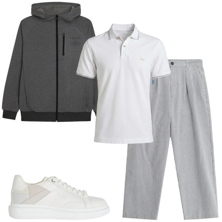 Outfit uomo - Total look #2404331. Stile Casual per Tutti i giorni. Abbinamento con pantaloni, sneakers, polo, felpe con cappuccio.