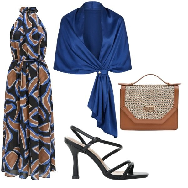 Outfit donna - Total look #2404335. Stile Bon Ton per Cerimonia. Abbinamento con vestiti lunghi, stole, pochette, sandali col tacco.