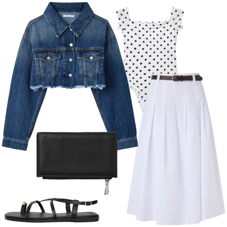 Outfit donna - Boho light day. Stile Boho per Tutti i giorni. Abbinamento con top, gonne longuette, portafogli, sandali, cappotti.