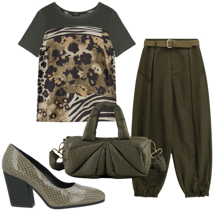 Outfit donna - Total look #2404354. Stile Bon Ton per Ufficio. Abbinamento con décolleté, pantaloni, t-shirt, borse a mano.