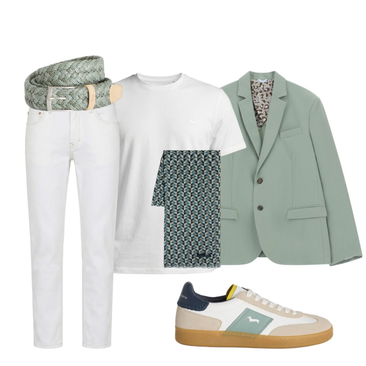 Outfit uomo - Elegantemente sportivo. Stile Trendy per Tutti i giorni. Abbinamento con giacche, t-shirt, jeans, sciarpe, cinture, sneakers.