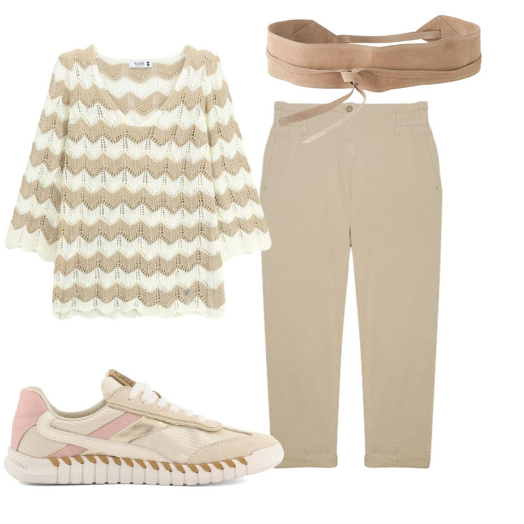 Outfit donna - Total look #2404395. Stile Basic per Tutti i giorni. Abbinamento con cinture, maglieria, pantaloni, sneakers.