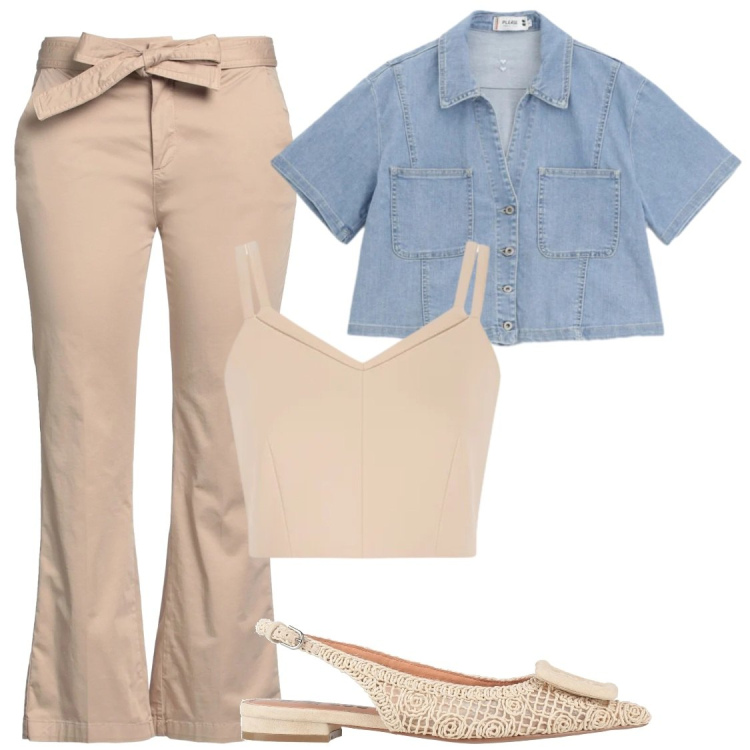 Outfit donna - Universita\'&lavoro. Stile Chic per Tutti i giorni. Abbinamento con ballerine, pantaloni, top, camicie a manica corta.