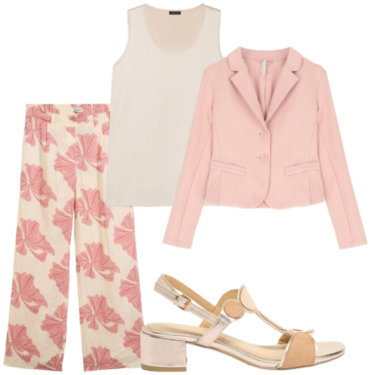Outfit donna - Total look #2404412. Stile Chic per Ufficio. Abbinamento con pantaloni, sandali col tacco, blazer, canottiere.