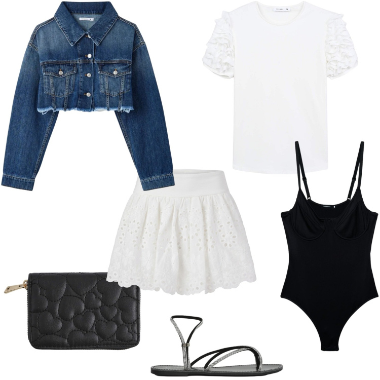 Outfit donna - White Boho Mood. Stile Boho per Tutti i giorni. Abbinamento con portafogli, sandali, body, minigonne, cappotti, t-shirt.