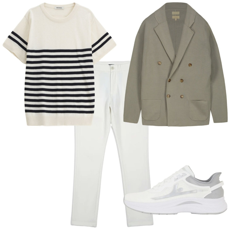 Outfit uomo - Risveglio tranquillo. Stile Urban per Tutti i giorni. Abbinamento con maglieria, sneakers, cardigans, pantaloni.