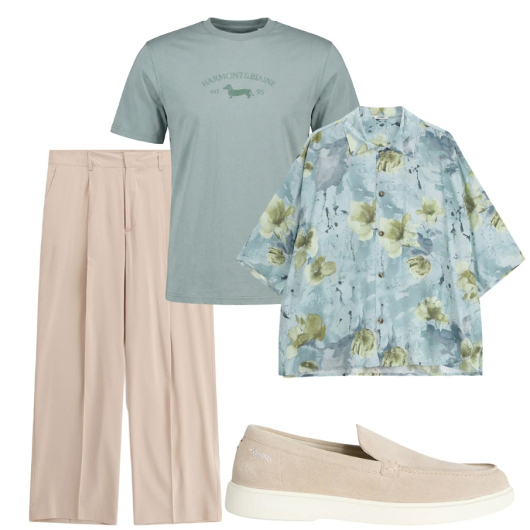 Outfit uomo - Serate. Stile Trendy per Serata speciale. Abbinamento con pantaloni, camicie a manica corta, t-shirt, scarpe stringate.