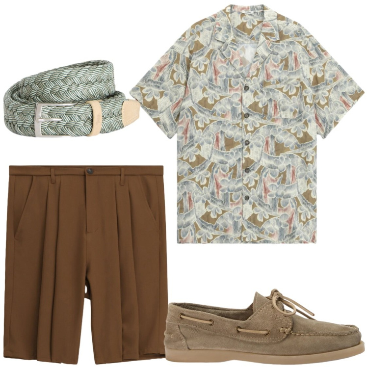 Outfit uomo - Pantaloncini retro\'. Stile Trendy per Serata speciale. Abbinamento con bermuda, camicie a manica corta, scarpe stringate, cinture.