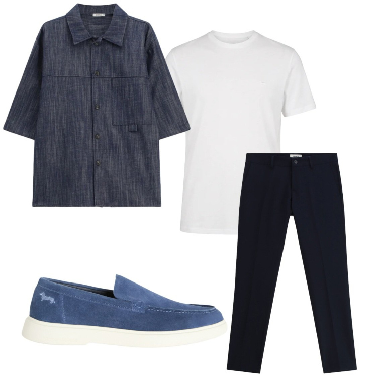 Outfit uomo - La camicia giacca. Stile Trendy per Serata speciale. Abbinamento con pantaloni, camicie a manica corta, t-shirt, scarpe stringate.