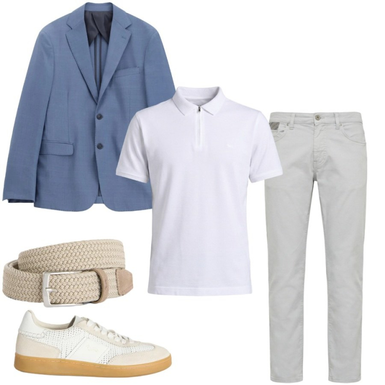 Outfit uomo - Total look #2404587. Stile Business/Elegante per Ufficio. Abbinamento con giacche, pantaloni, cinture, sneakers, polo.