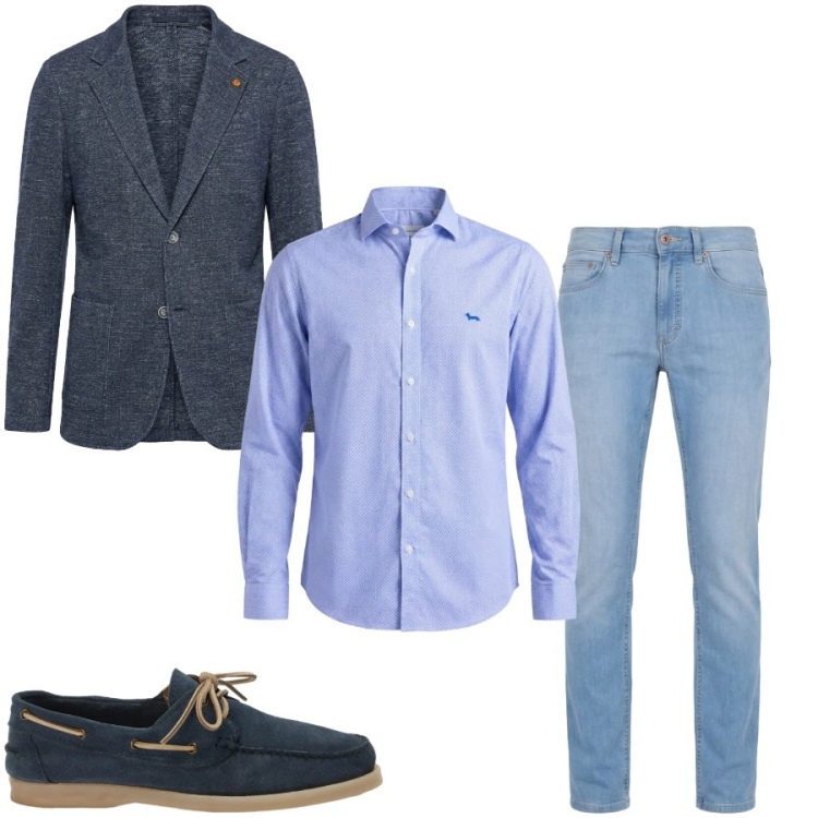 Outfit uomo - Total look #2404591. Stile Business/Elegante per Ufficio. Abbinamento con camicie, jeans, scarpe stringate, giacche.