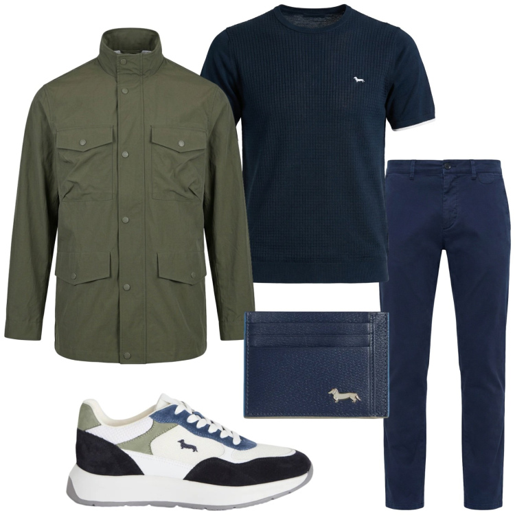 Outfit uomo - Total look #2404606. Stile Trendy per Tutti i giorni. Abbinamento con sneakers, portafogli, pantaloni chino, t-shirt, giacche.