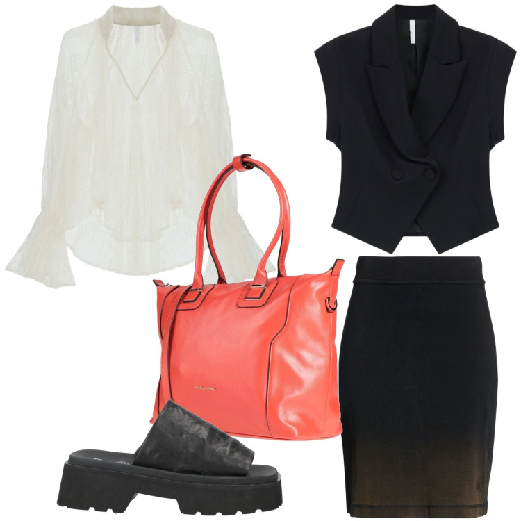Outfit donna - Stile koderno. Stile Trendy per Tutti i giorni. Abbinamento con minigonne, zaini, sandali in pelle, bluse, gilet.