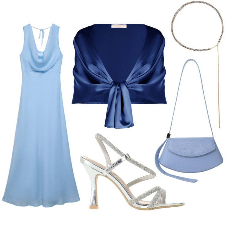 Outfit donna - Matrimonio. Stile Chic per Cerimonia. Abbinamento con vestiti lunghi, sandali col tacco, borse a spalla, stole, cinture.