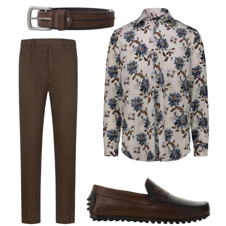Outfit uomo - Ufficio. Stile Business/Elegante per Ufficio. Abbinamento con scarpe stringate, cinture, pantaloni, camicie.